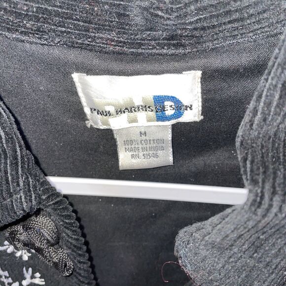 Paul Harris Design Corduroy Cardigan Women’s Size Medium Red Black Snowflake - Picture 2 of 12